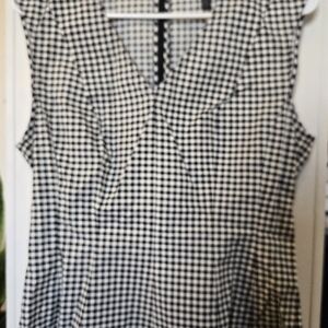 White House Black Market Black and White Gingham Sleeveless Tunic
